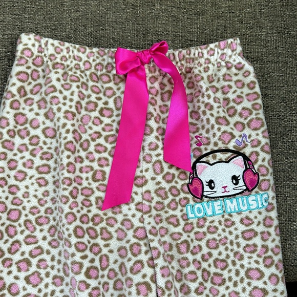 St. Eve Girls Animal Print Cheetah pink Cream Pajama Pants Size 7 - Picture 2 of 5